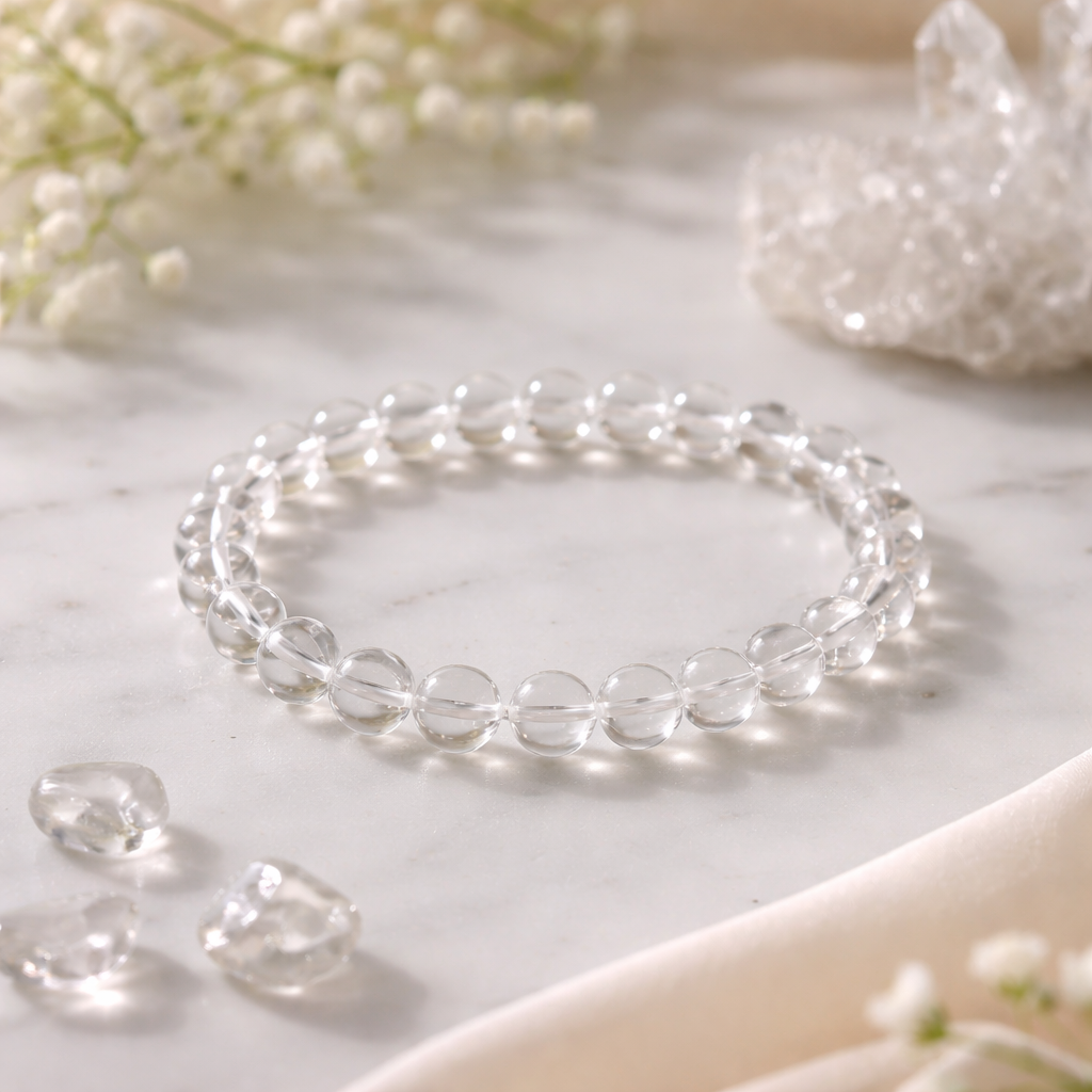 Pure Clear Quartz Energy Bracelet - Clarity & Manifestation Crystal (8mm)