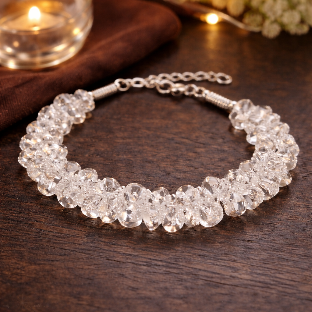 Pure Clear Quartz Chip Bracelet - Clarity & Healing Energy (8mm)