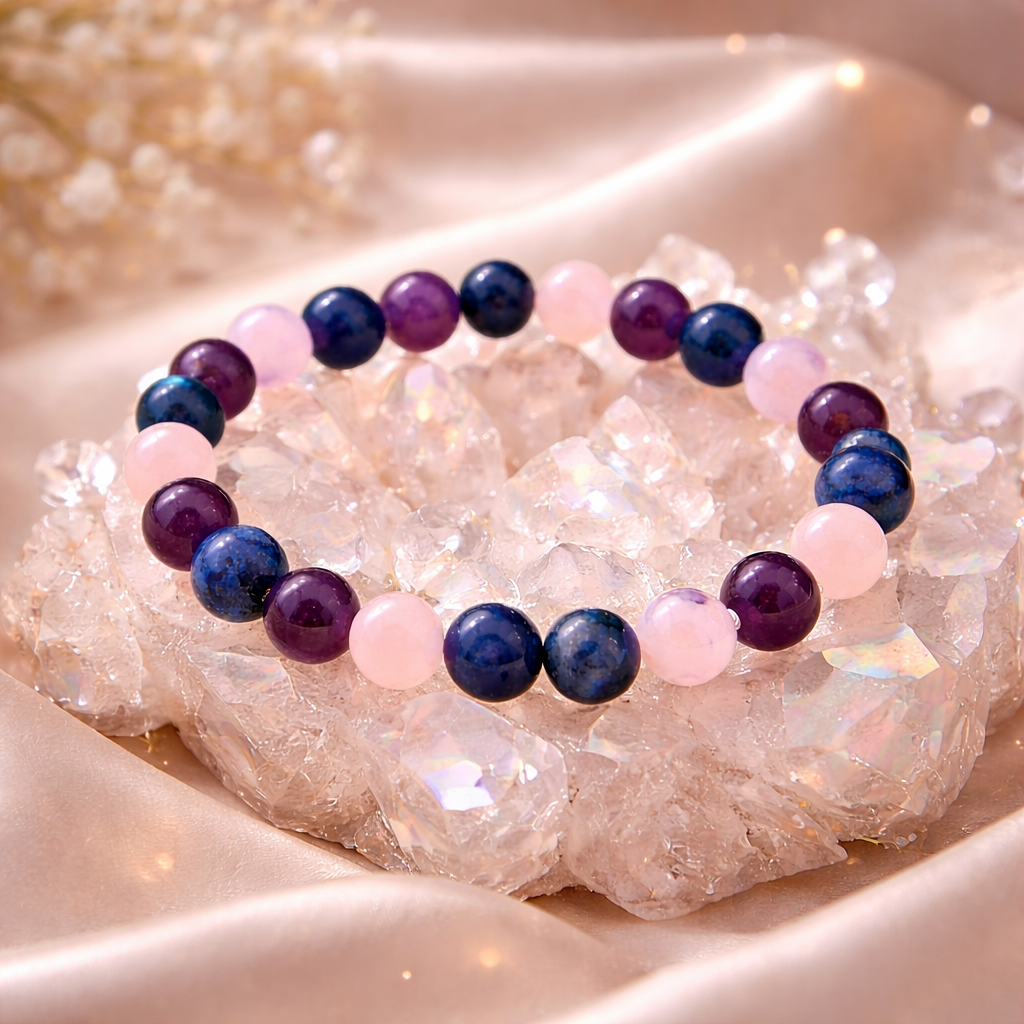 Multi Crystal Healing Bracelet - Aura Cleansing & Emotional Balance (8mm)
