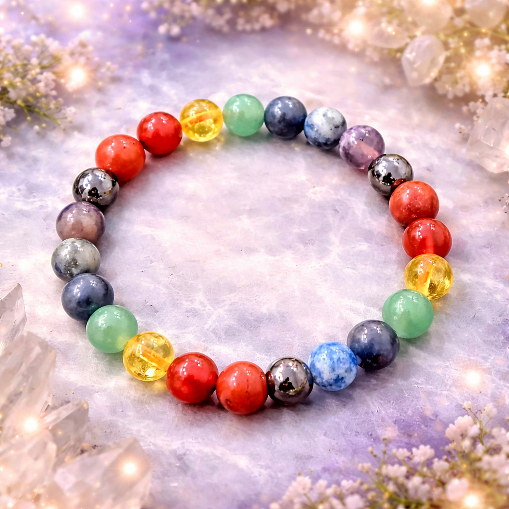 Divine 7 Chakra Energy Balancing Healing Bracelet (8mm)