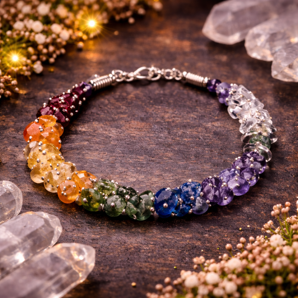 Divine Aura 7 Chakra Luxury Chip Healing Bracelet (8mm)