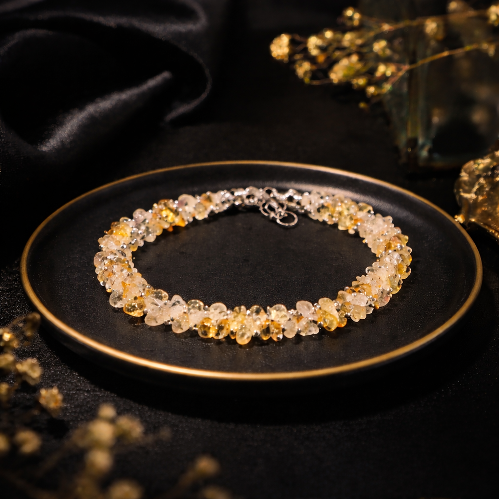 Golden Radiance Citrine Chip Bracelet – Abundance & Success Energy Bracelet (8mm)