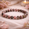 Rhodonite Healing Bracelet ( Love , Balance & Emotional Strength ) 8mm