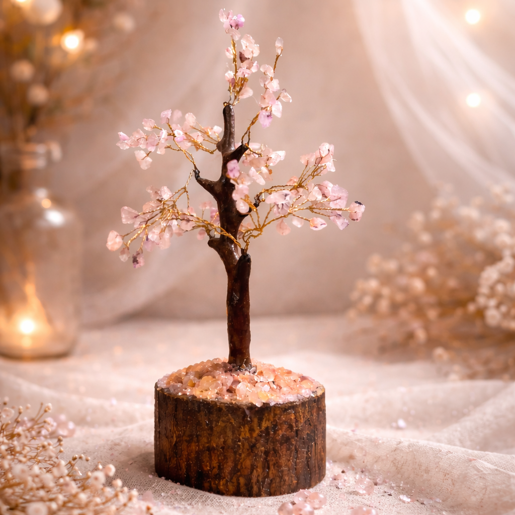 Rose Quartz Healing Tree ( Love & Positive Energy Crystal Decor )