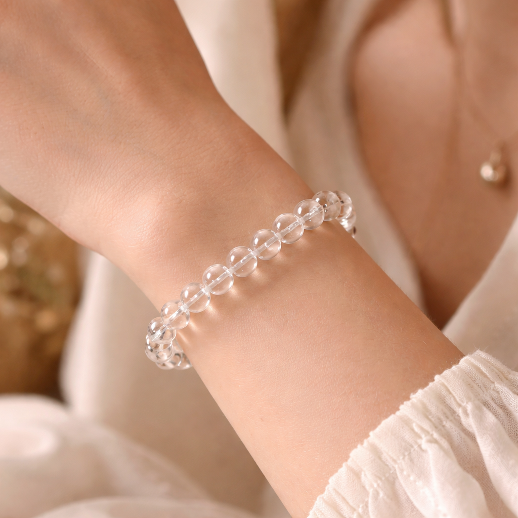 Pure Clear Quartz Energy Bracelet - Clarity & Manifestation Crystal (8mm)