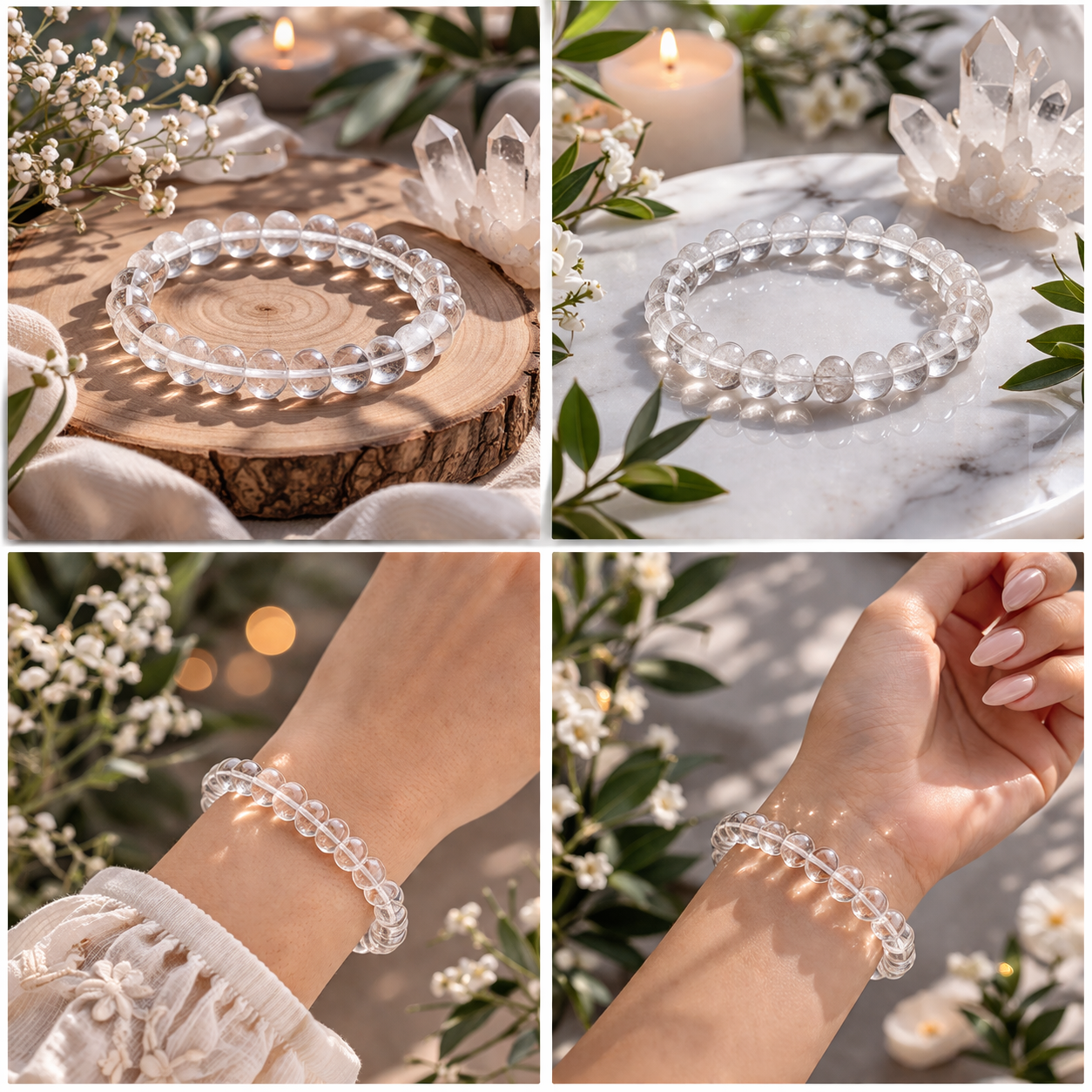 Pure Clear Quartz Energy Bracelet - Clarity & Manifestation Crystal (8mm)