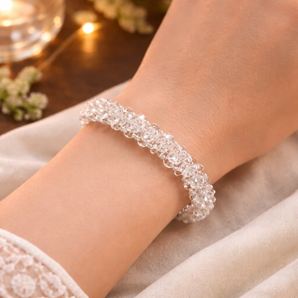 Pure Clear Quartz Chip Bracelet - Clarity & Healing Energy (8mm)
