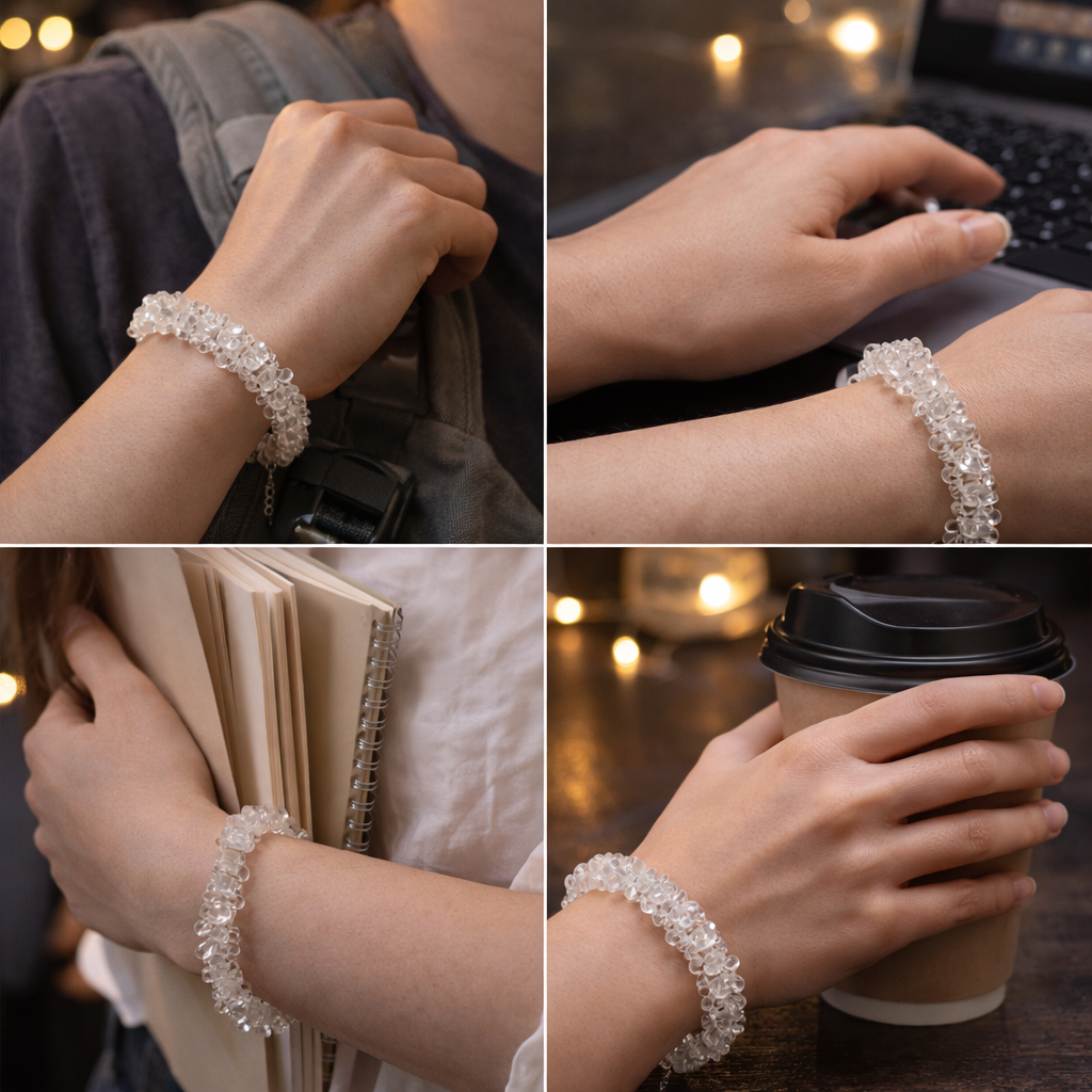 Pure Clear Quartz Chip Bracelet - Clarity & Healing Energy (8mm)