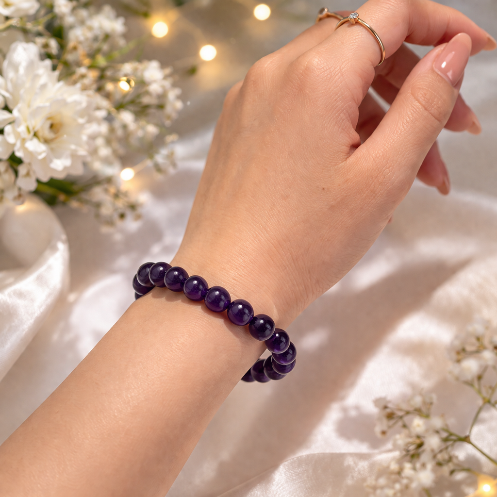 Royal Amethyst Healing Bracelet - Protection & Inner Peace (8mm)