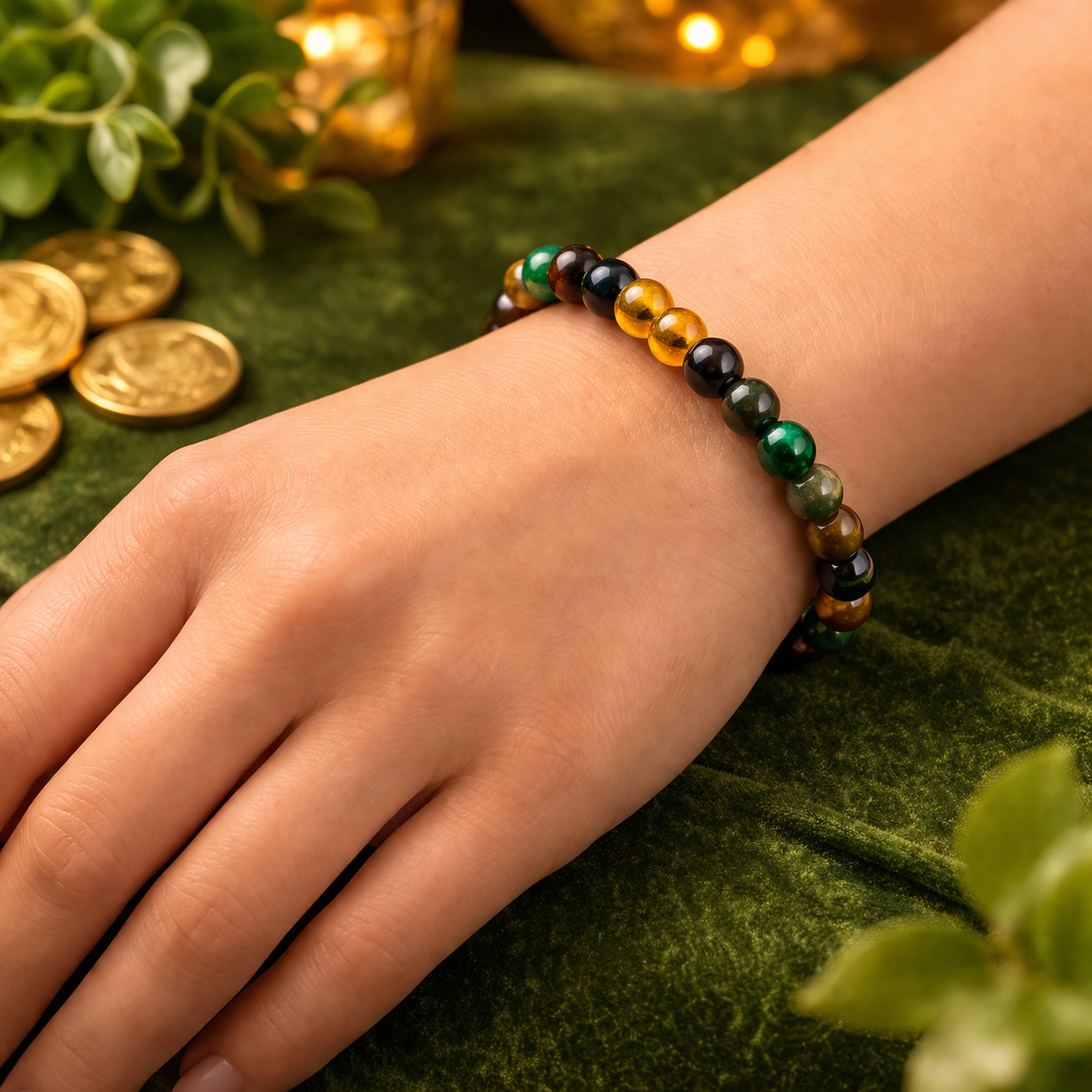 Divine Money Magnet Bracelet - Wealth , Abundance & Financial Stability Crystal Bracelet (8mm)