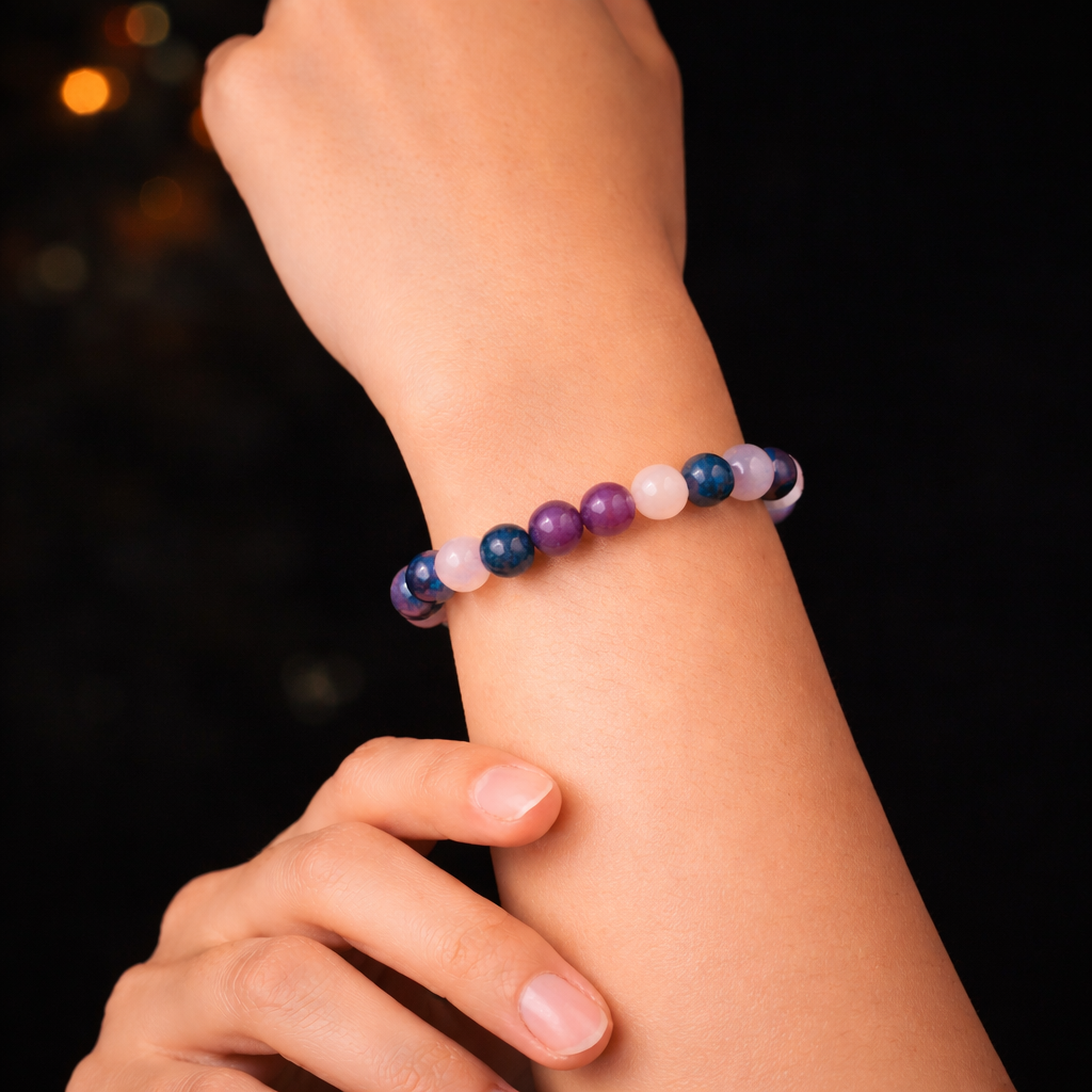 Multi Crystal Healing Bracelet - Aura Cleansing & Emotional Balance (8mm)
