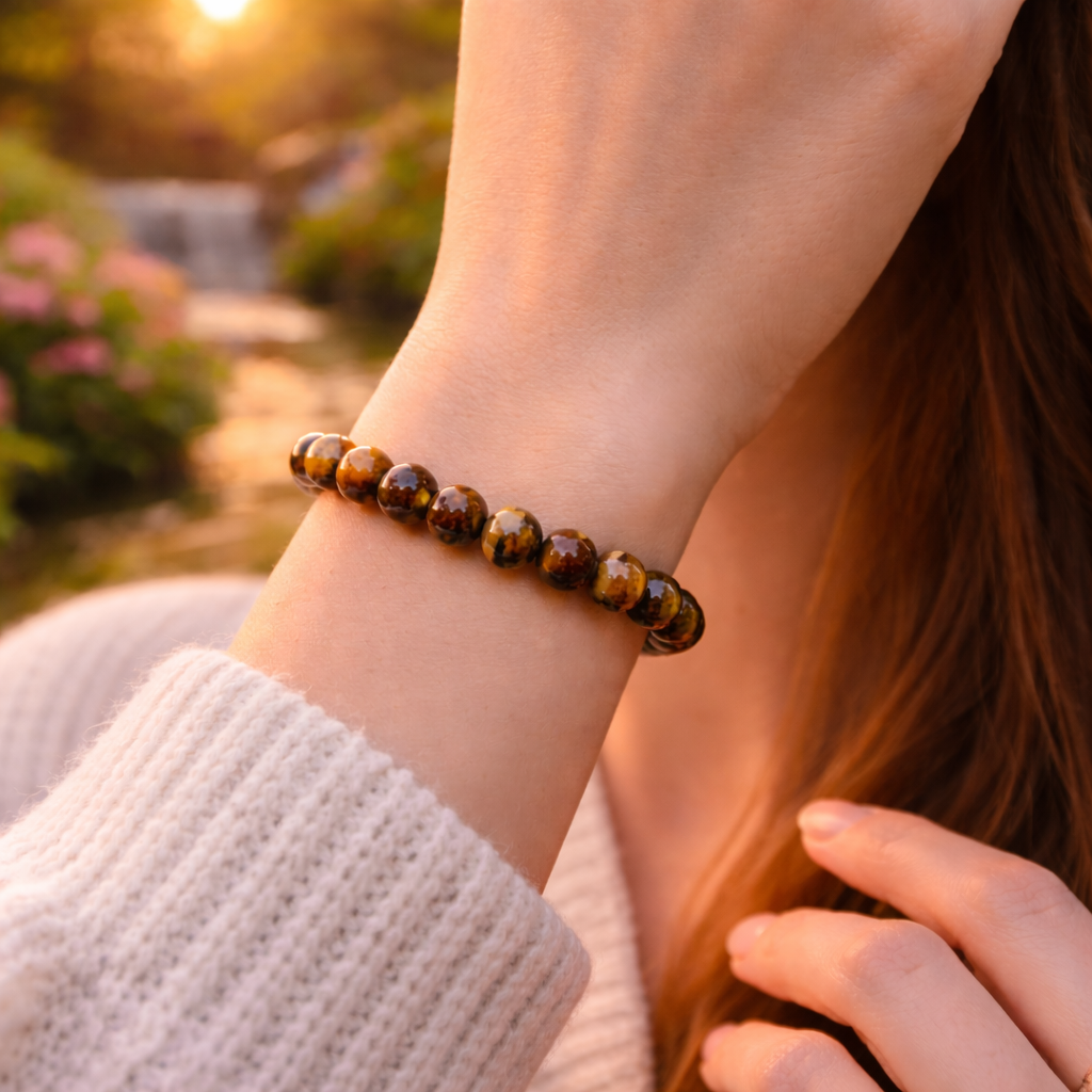 Golden Strength Tiger Eye Bracelet – Confidence & Protection Energy (8mm)