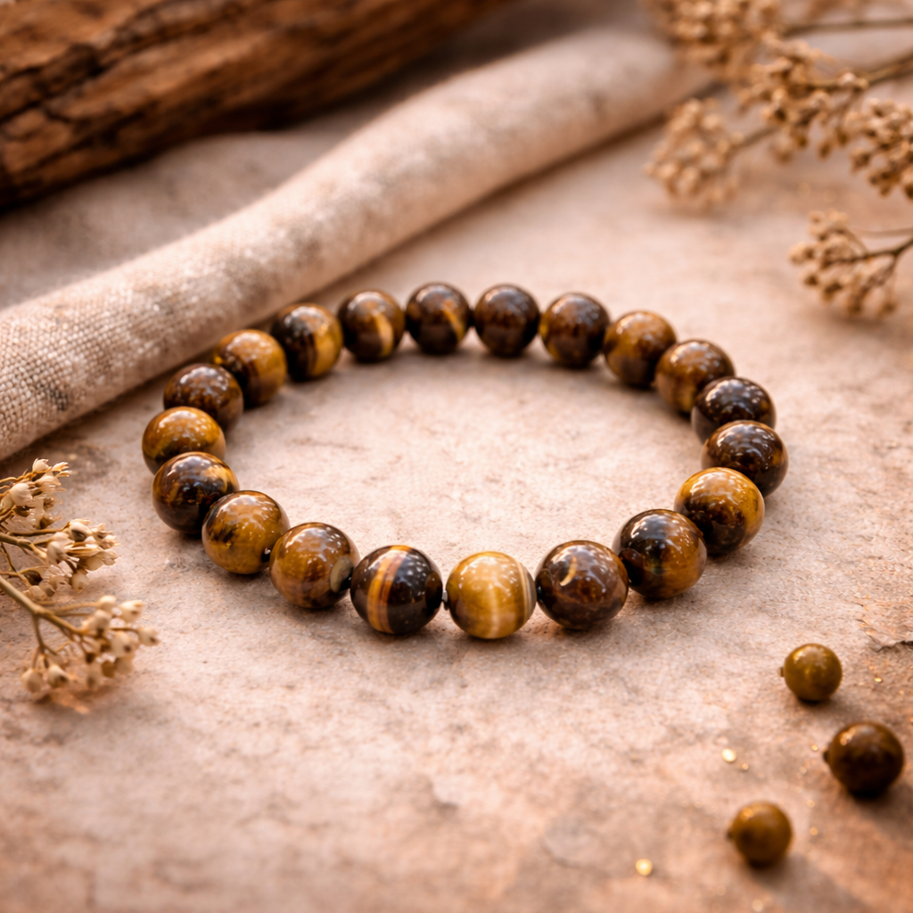 Golden Strength Tiger Eye Bracelet – Confidence & Protection Energy (8mm)