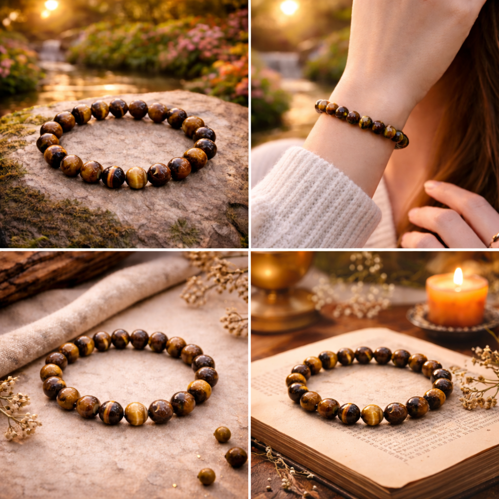 Golden Strength Tiger Eye Bracelet – Confidence & Protection Energy (8mm)