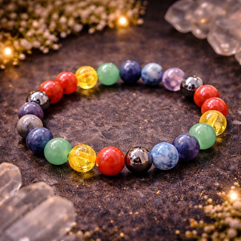 Divine 7 Chakra Energy Balancing Healing Bracelet (8mm)