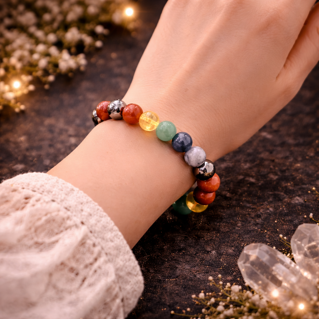 Divine 7 Chakra Energy Balancing Healing Bracelet (8mm)