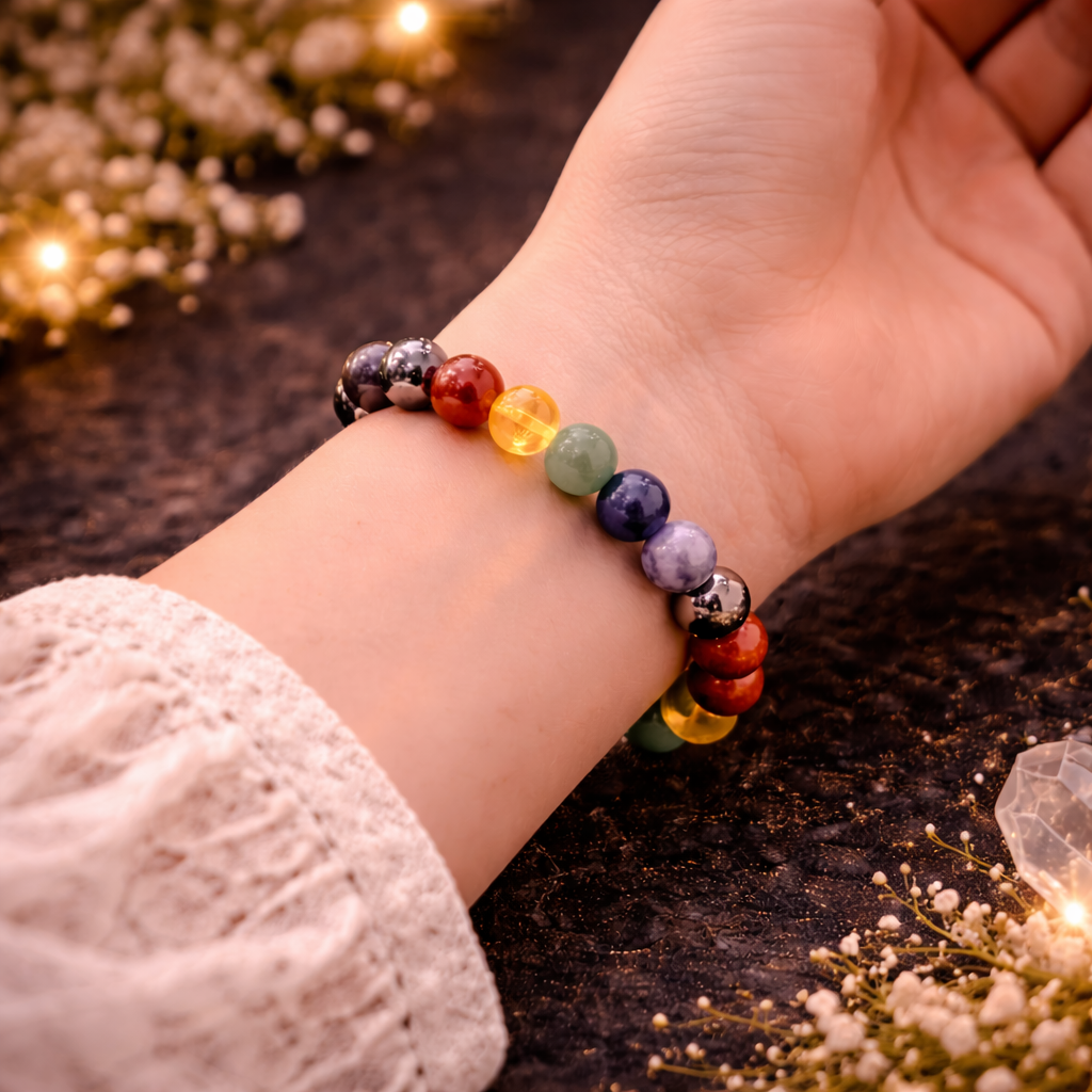 Divine 7 Chakra Energy Balancing Healing Bracelet (8mm)