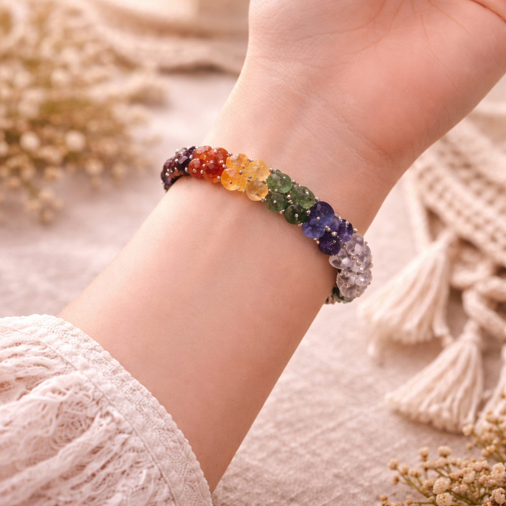 Divine Aura 7 Chakra Luxury Chip Healing Bracelet (8mm)