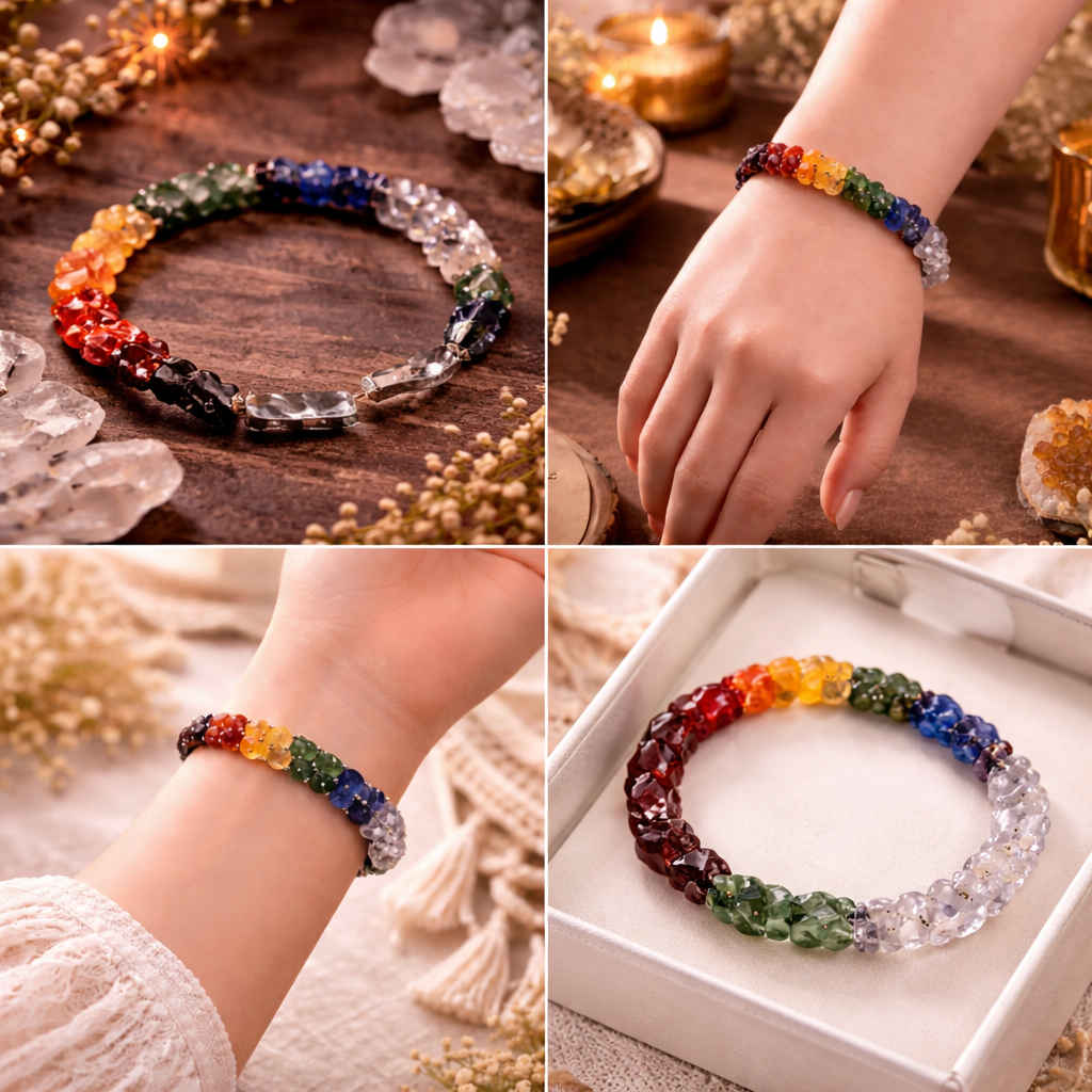 Divine Aura 7 Chakra Luxury Chip Healing Bracelet (8mm)