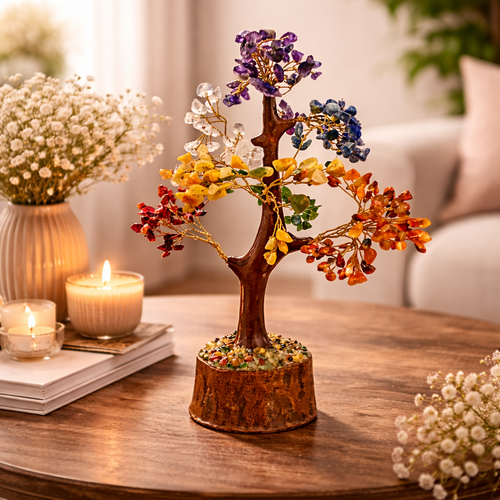 Divine Aura 7 Chakra Crystal Healing Tree (Energy & Abundance Decor)