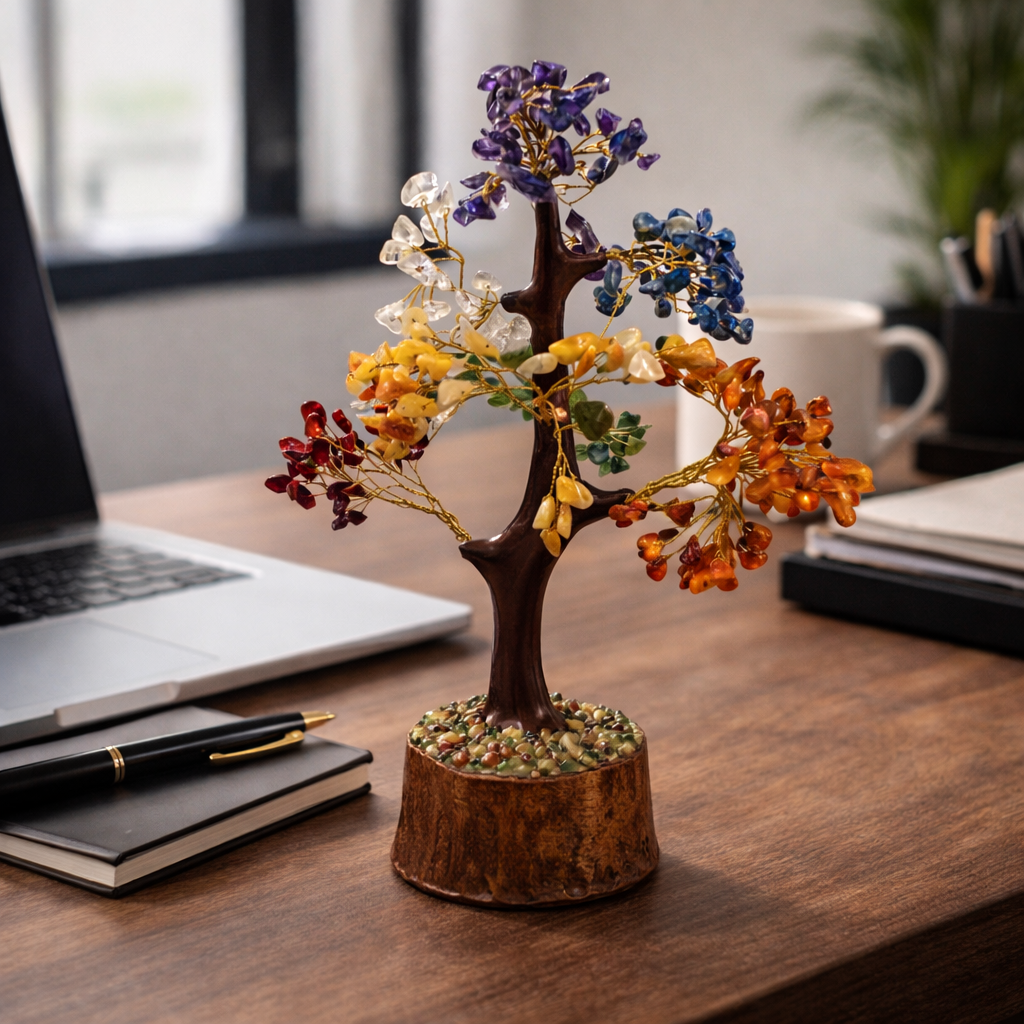 Divine Aura 7 Chakra Crystal Healing Tree (Energy & Abundance Decor)