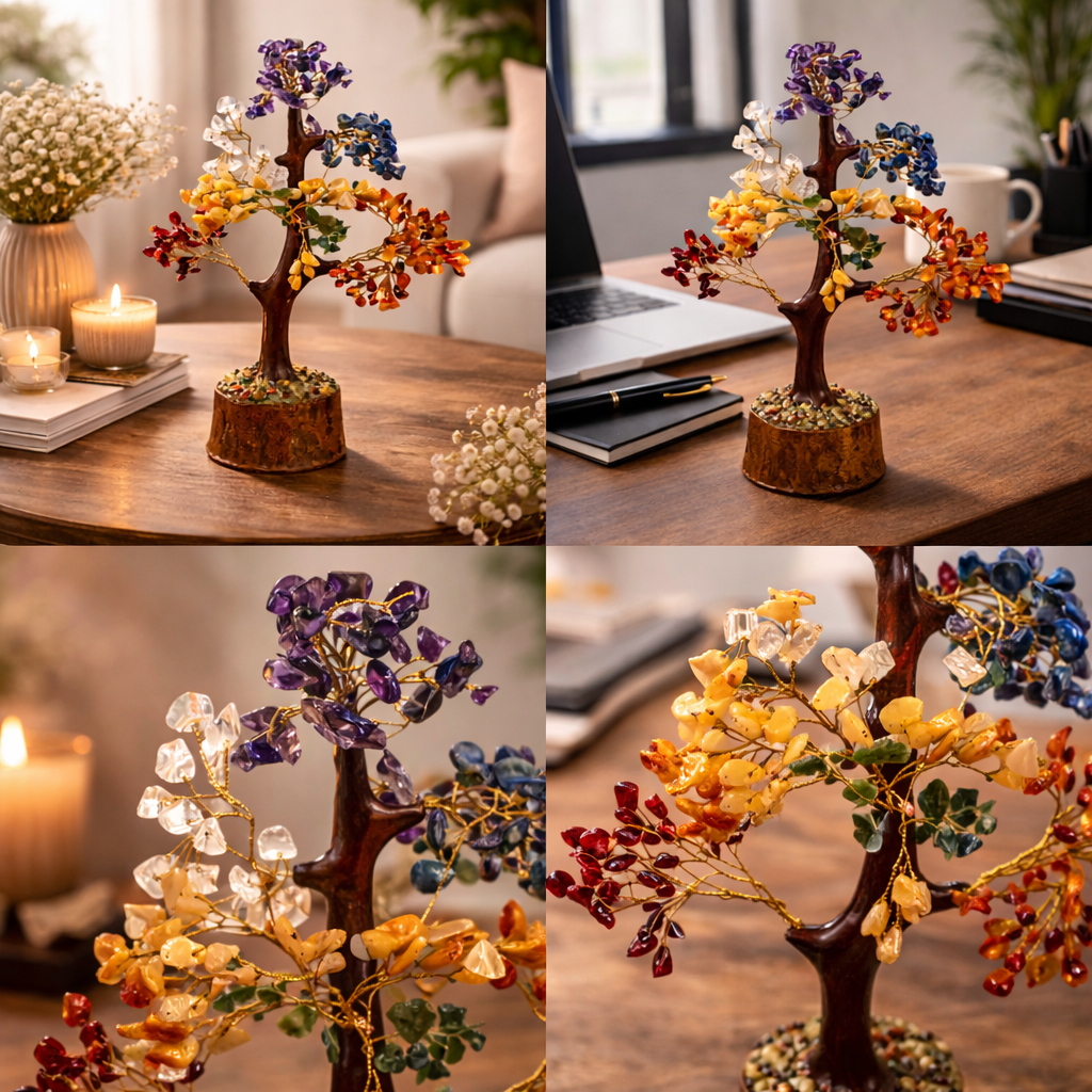 Divine Aura 7 Chakra Crystal Healing Tree (Energy & Abundance Decor)