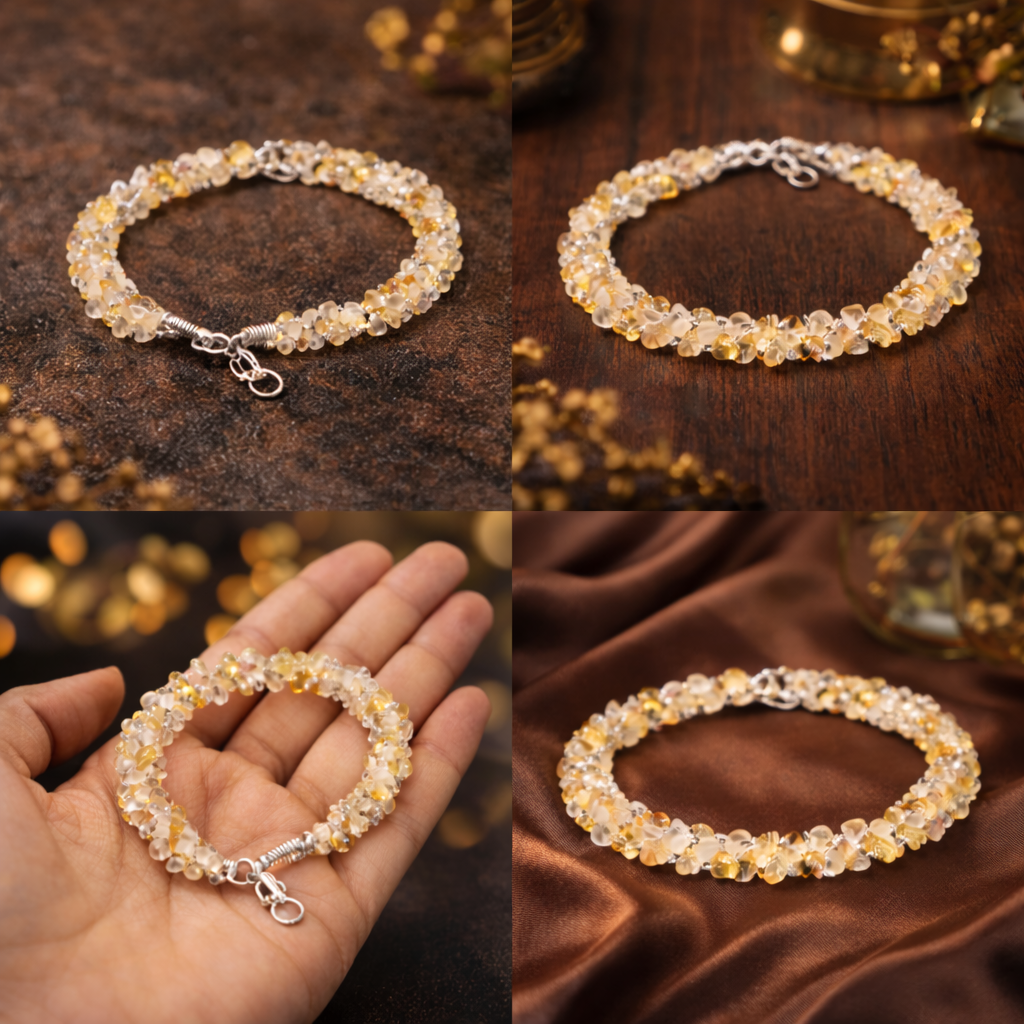 Golden Radiance Citrine Chip Bracelet – Abundance & Success Energy Bracelet (8mm)
