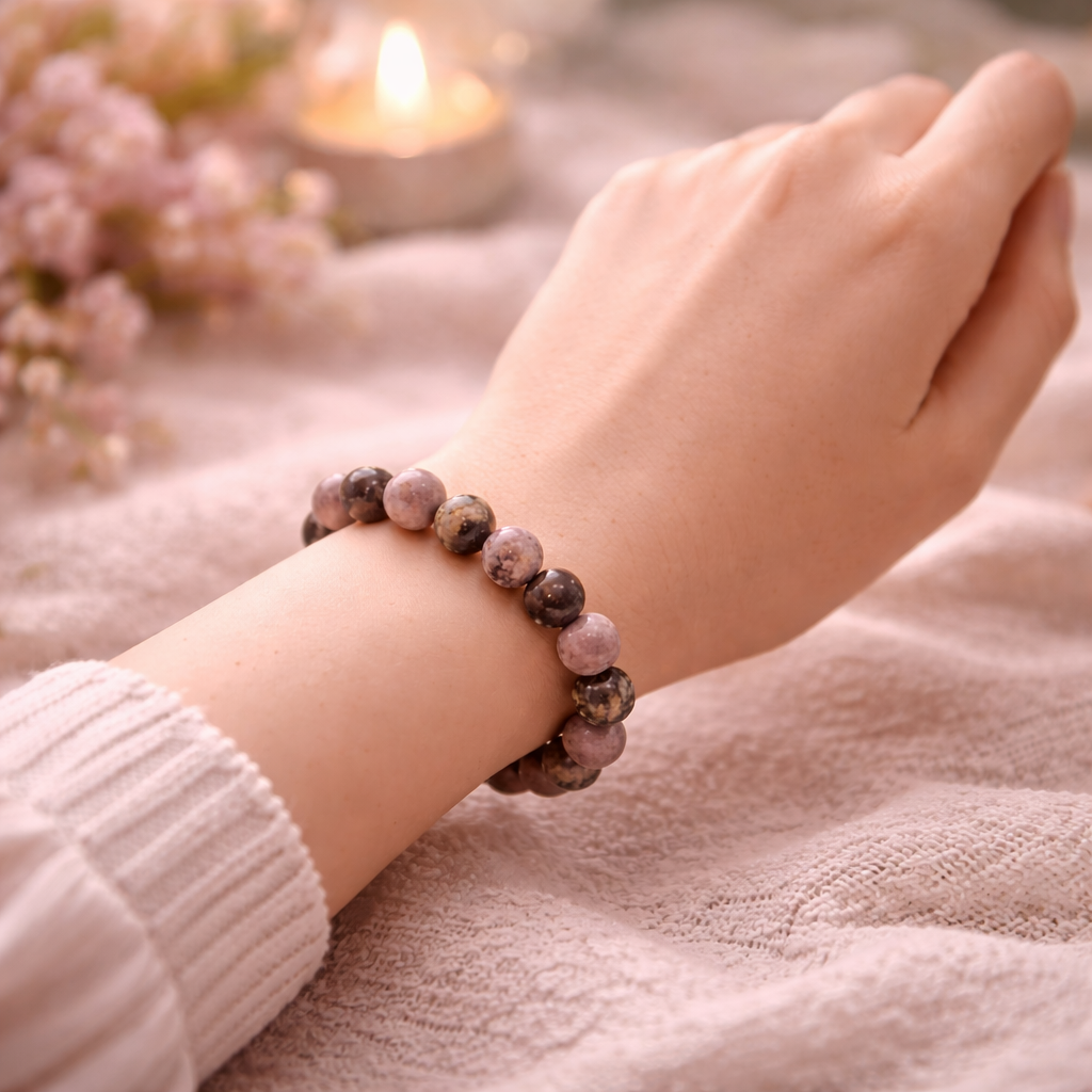 Rhodonite Healing Bracelet ( Love , Balance & Emotional Strength ) 8mm